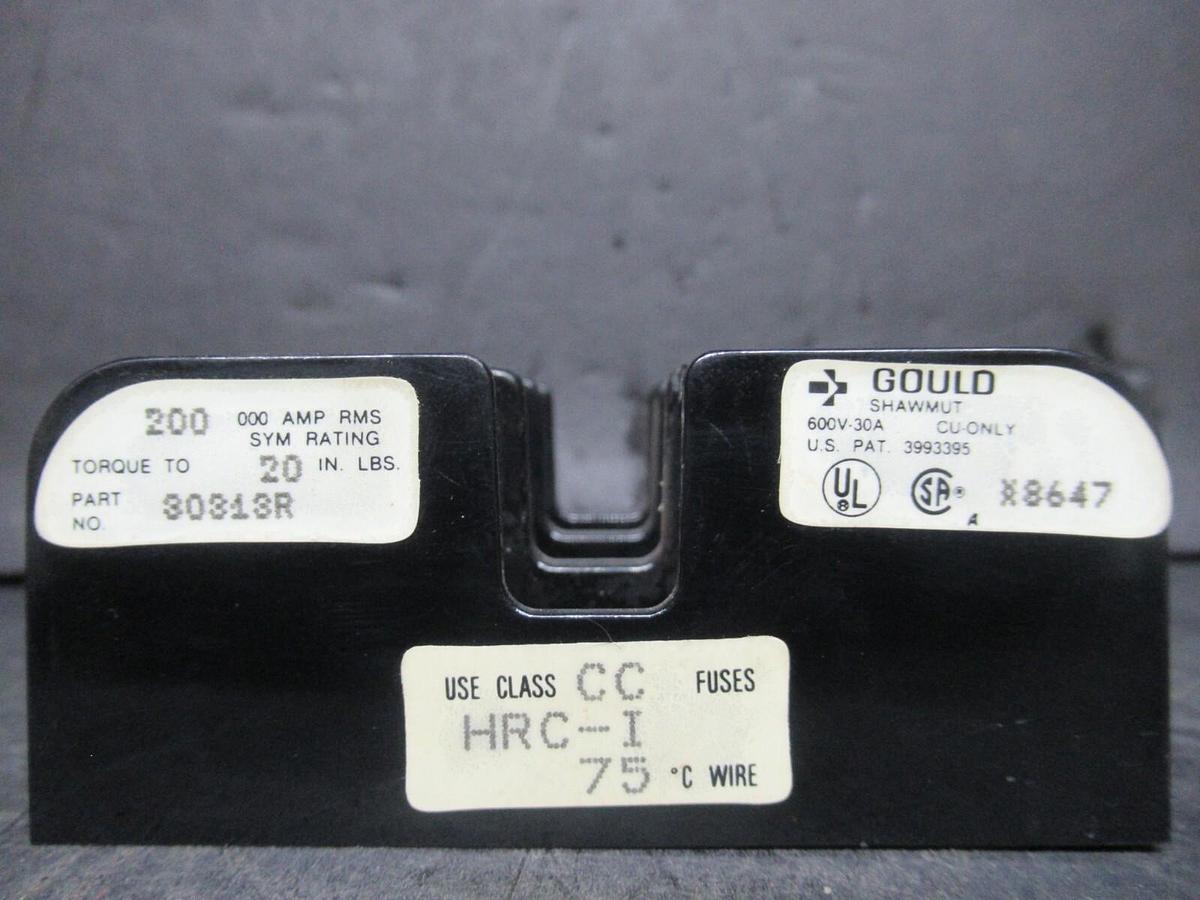 Used GOULD SHAWMUT THREE POLE FUSE BLOCK 30313R 600 VOLT 30 AMP CLASS CC **WARRANTY**