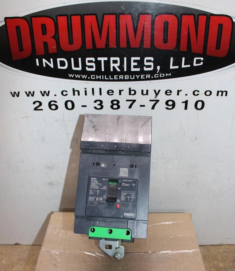 Used SQUARE D POWERPACT I-LINE CIRCUIT BREAKER BDA36050 50 AMP 3-POLE 600 VAC