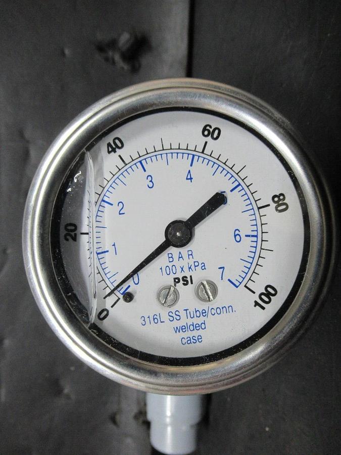 NEW SURPLUS PRESSURE GAUGE 316L-SS 0-100 PSI **WARRANTY INCLUDED**