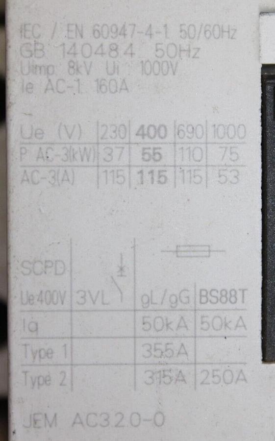 Used SIEMENS SIRIUS CONTACTOR 3RT1054-6 600 VAC 140 AMP 3-PHASE 125 HP COIL: 120V
