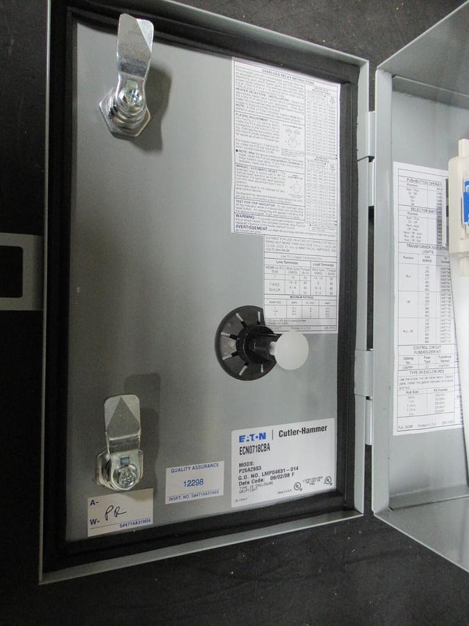 EATON COMBINATION STARTER ECN0718CBA NEMA: 12 W/ AN16DN0 27 AMP NEMA SIZE 1