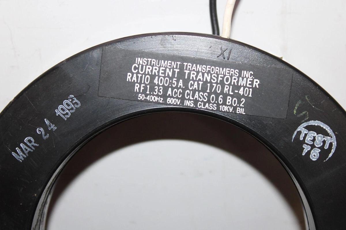 Used INSTRUMENT TRANSFORMERS CURRENT TRANSFORMER 170RL-401 400:5 AMP 600V 50-400HZ