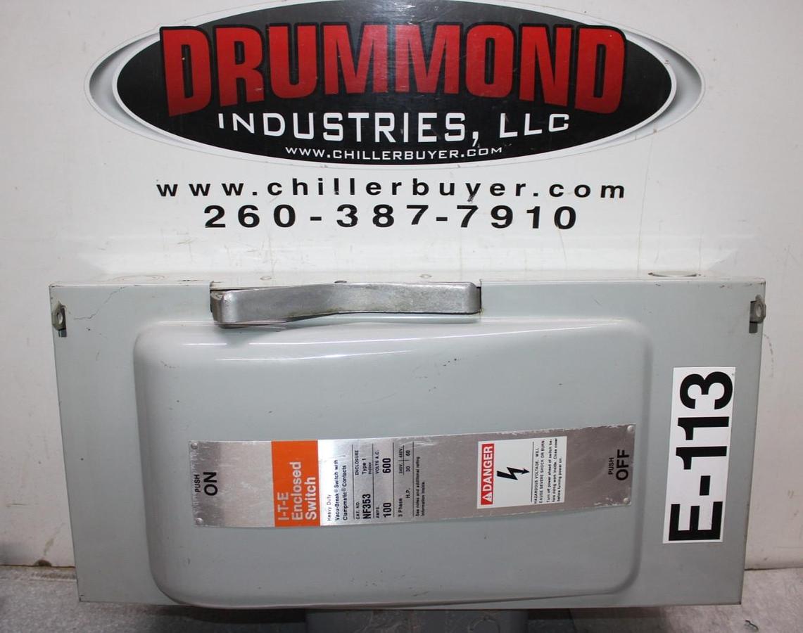 Used ITE ENCLOSED DISCONNECT SWITCH NF353 100 AMP 600 VAC TYPE 1 ENCLOSURE HEAVY DUTY
