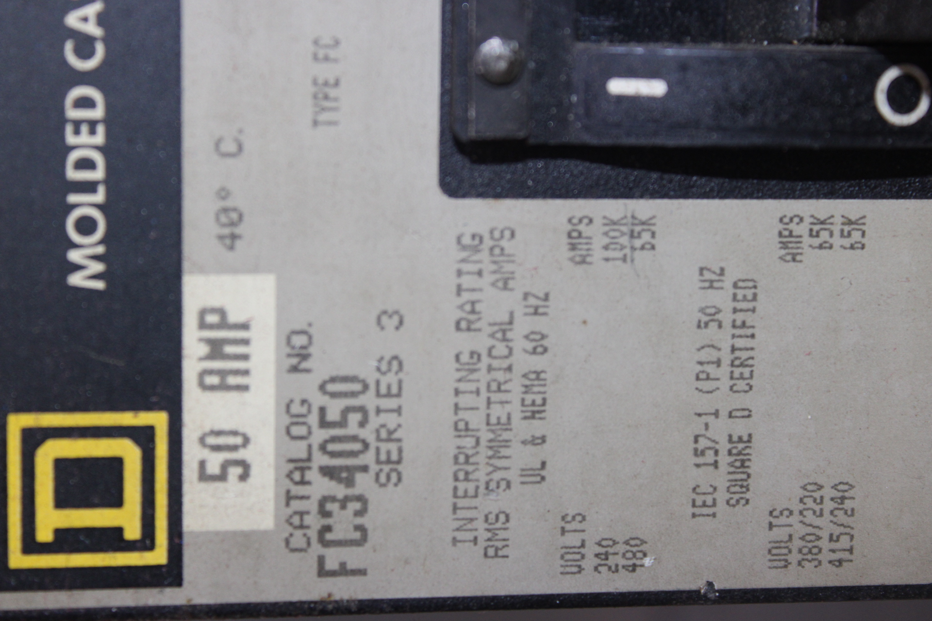Used SQUARE D I-LINE CIRCUIT BREAKER KC34225 SERIES 2 225 AMP 480 VAC 3-POLE