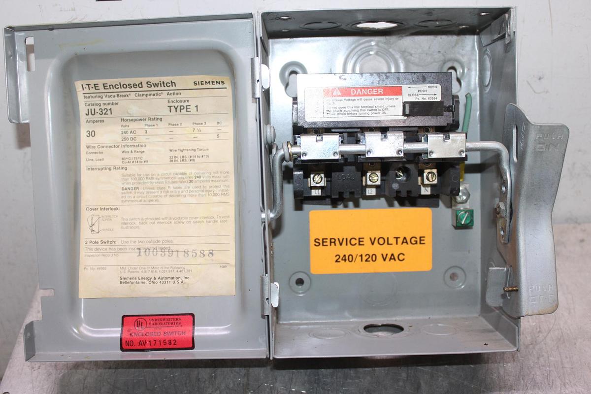 Used ALLEN BRADLEY DISCONNECT SWITCH 1494V-DS100 100 AMP 600 VOLT 30 HP 3-PHASE