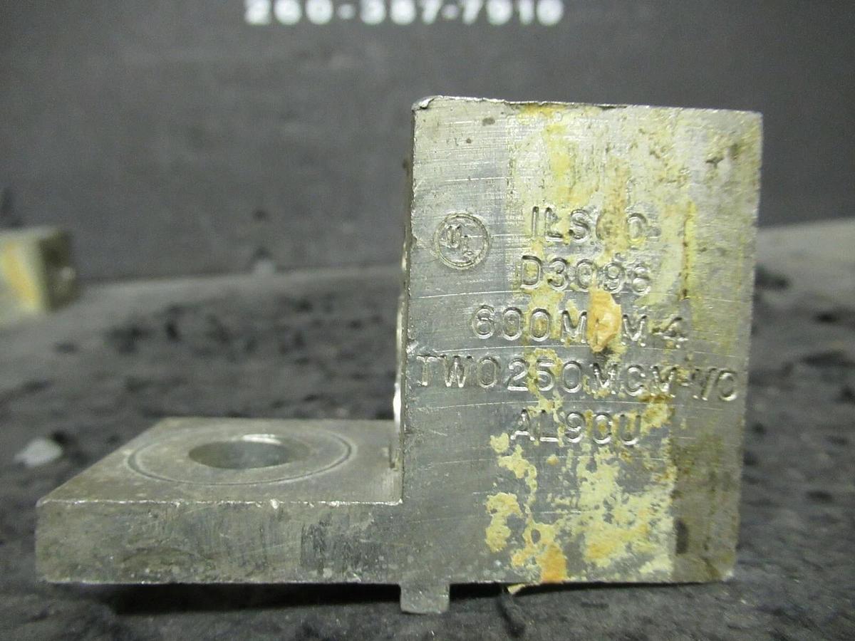Used (6) QTY ILSCO D3096 1 (SINGLE) BARREL MECHANICAL CONNECTOR LUG TAP 600 MCM - 4