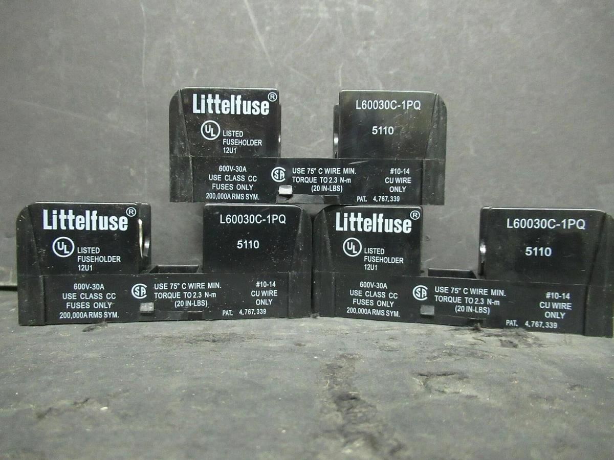Used (3) LITTELFUSE FUSE LUG SET L60030C-1PQ 600 VOLTS 30 AMP **WARRANTY INCLUDED!**