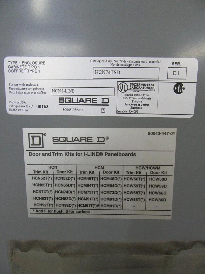 Used 400 AMP SQUARE D I-LINE PANELBOARD PANEL W/ MAIN 3 PH 4 W 600 / 480 VAC E1