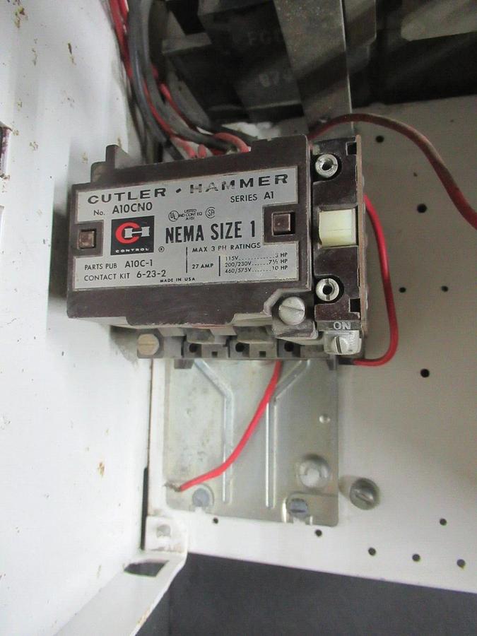 Used CUTLER HAMMER MOTOR STARTER CONTROL 12" W/ A10CN0 NEMA SIZE 1 15 AMP 600 VAC