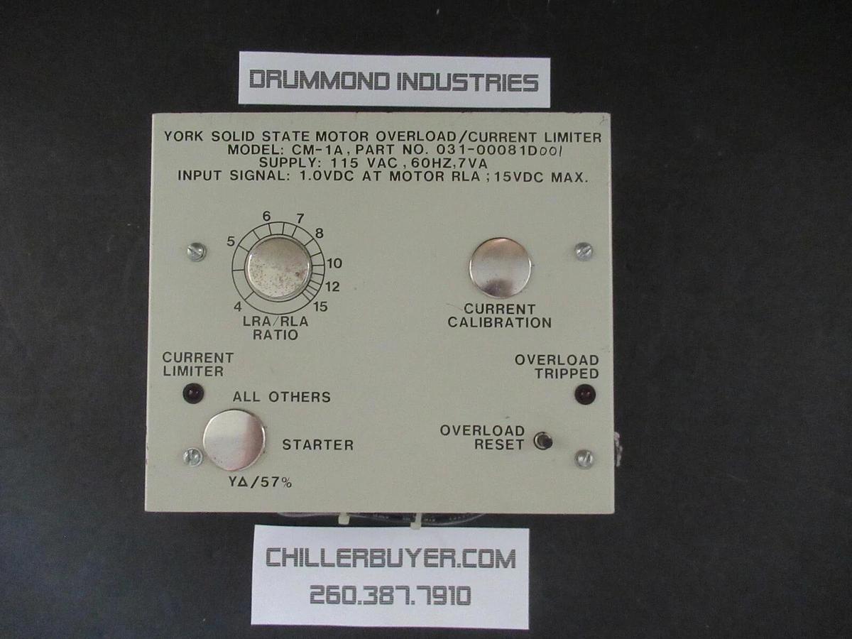 Used YORK CHILLER SOLID STATE MOTOR OVERLOAD CIRCUIT BOARD CM-1A 031-0081D001