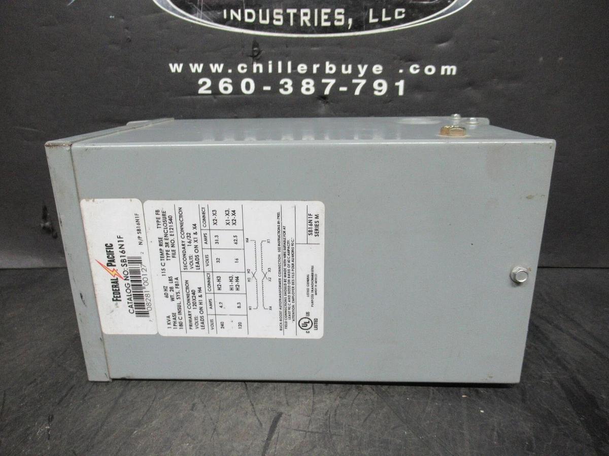 1 KVA FEDERAL PACIFIC TRANSFORMER SB16N1F SINGLE PHASE PRI: 240V SEC: 32V