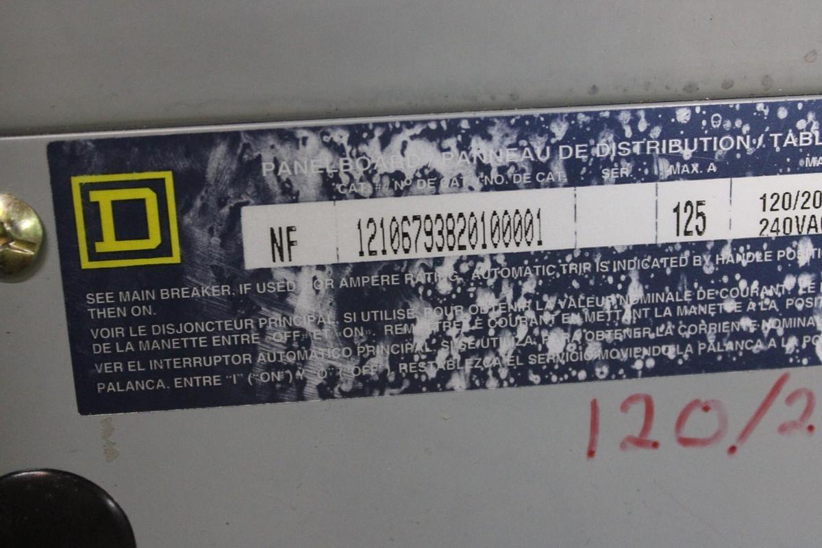 Used SQUARE D TYPE 1 NF MAIN SERVICE PANEL 12106793820100001 125 AMP 30-SLOT 240V