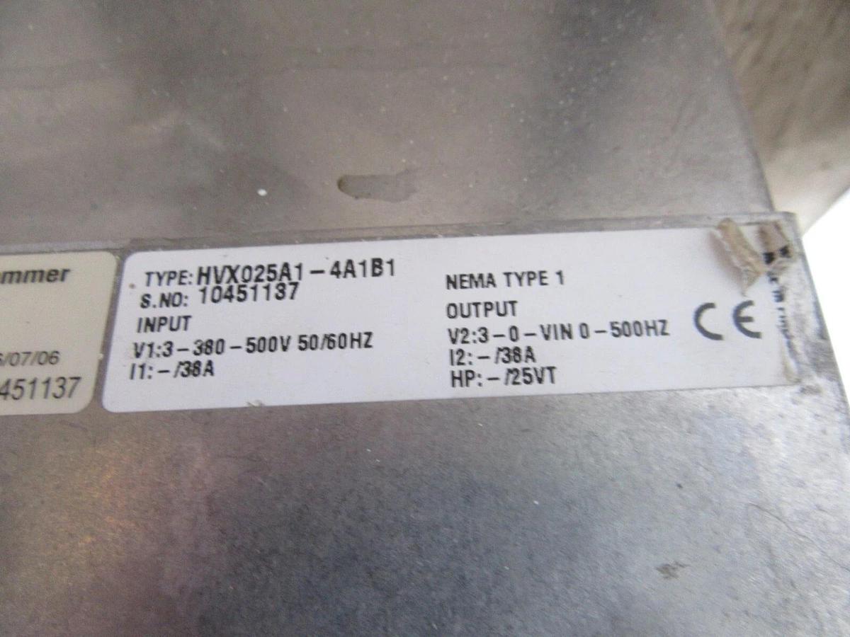 Used 25 HP EATON / CUTLER HAMMER VARIABLE SPEED DRIVE 480 VAC 3 PH 38 AMP HVX025A1