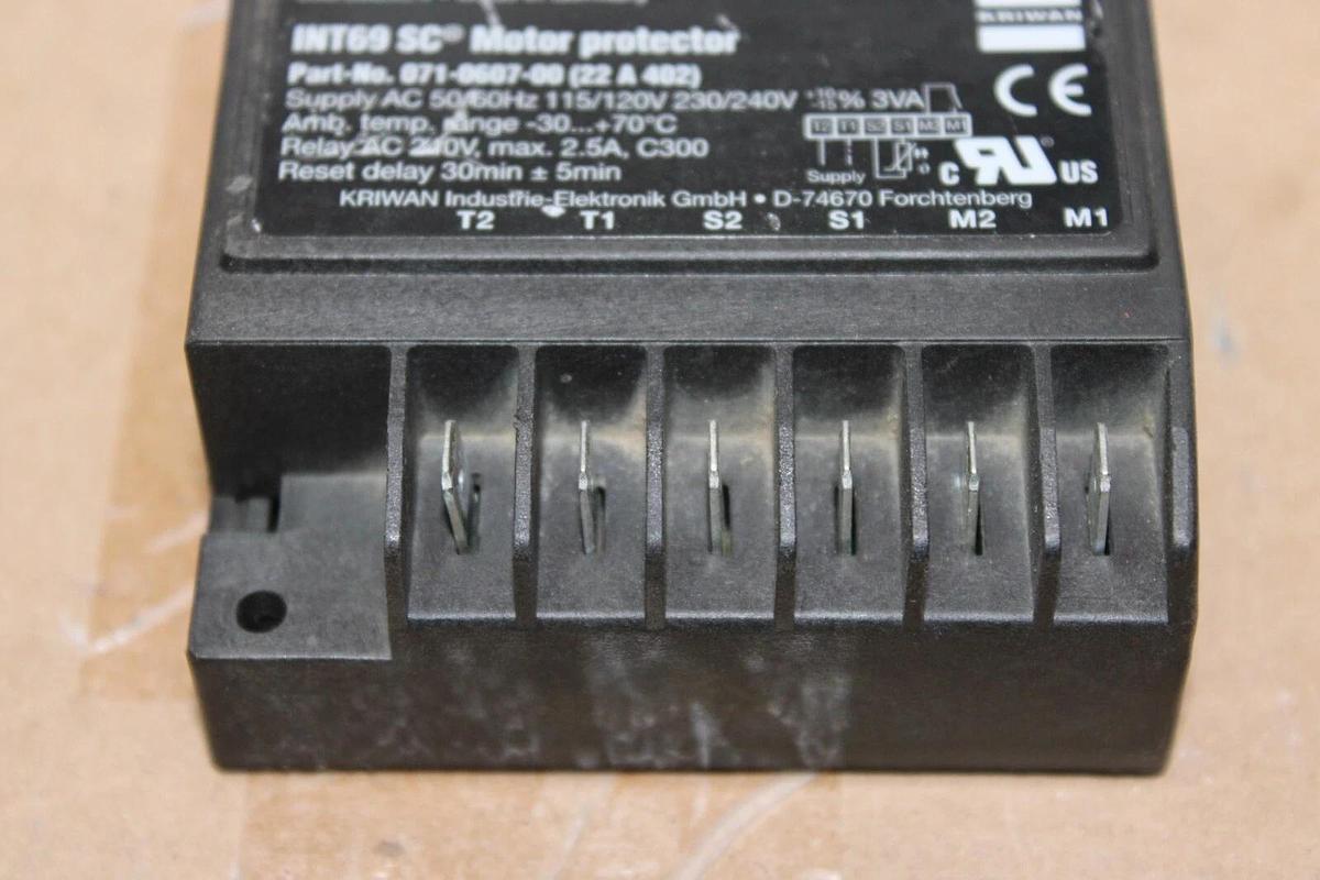 Used KRIWAN INT69 SC MOTOR PROTECTOR 071-0607-00 240 VOLT 2.5 AMP **WARRANTY**