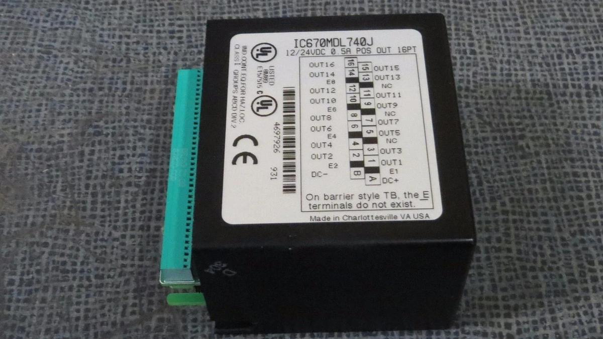 Used GE FANUC OUTPUT MODULE 12/24 VDC 0.5 AMP 16 PT MODEL: IC670MDL740J