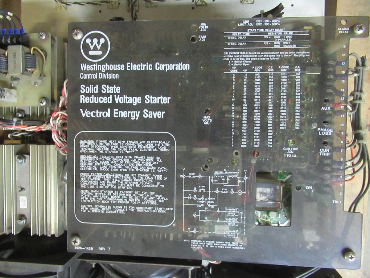 Used WESTINGHOUSE 400 HP 480 AMP SOLID STATE REDUCED VOLTAGE STARTER 480 VAC VECTROL