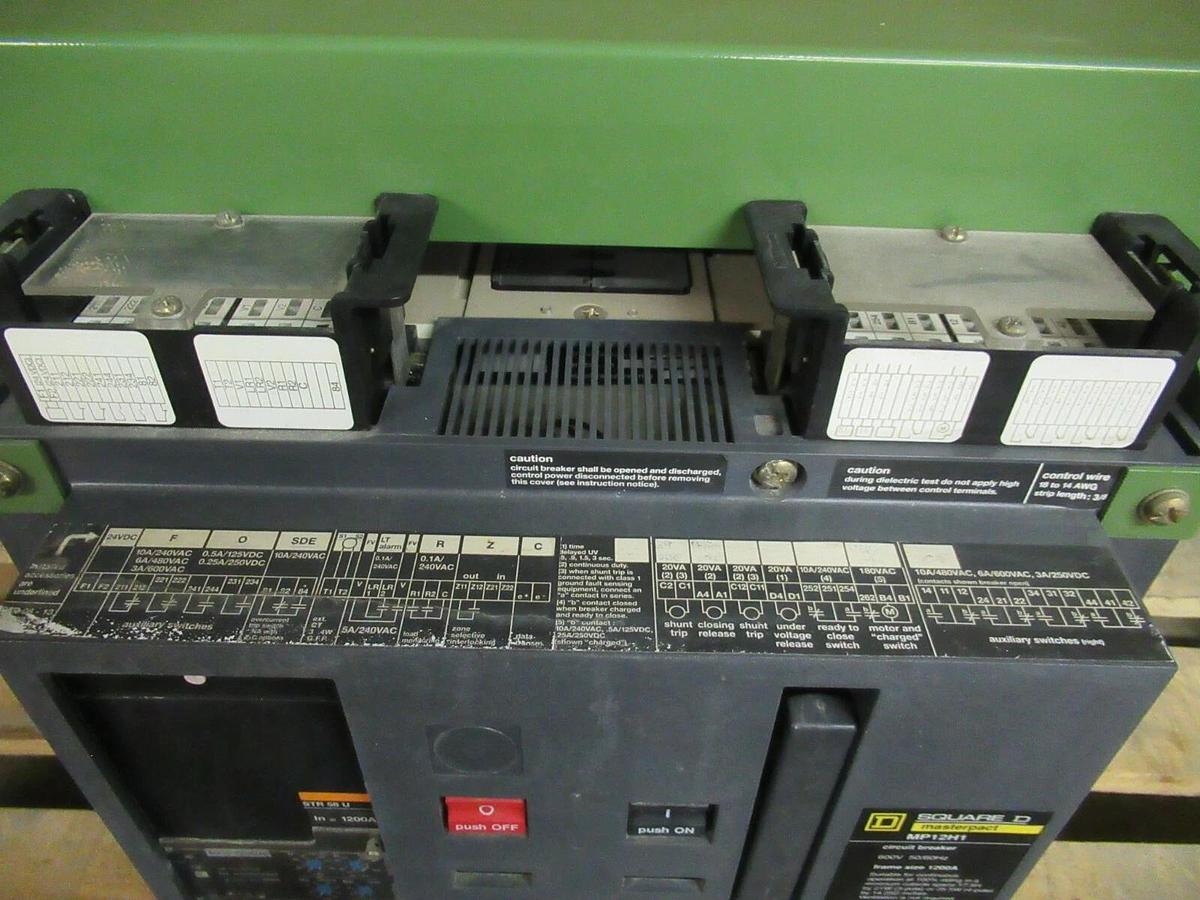Used 1200 AMP SQUARE D MP12H1 MASTERPACT BREAKER 3P 600V STR58U 54750 TRIP 240 480