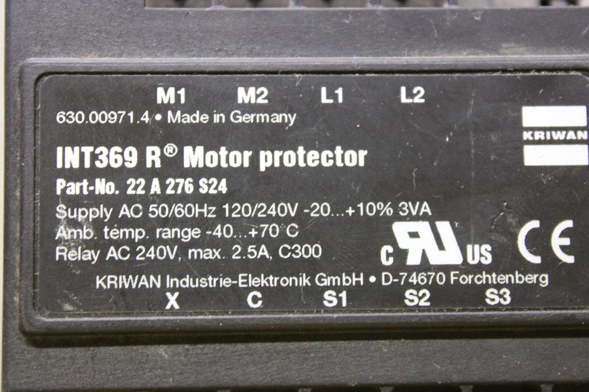 Used KRIWAN INT369R MOTOR PROTECTOR 22-A-276-S24 240 VAC 2.5 AMP *WARRANTY*