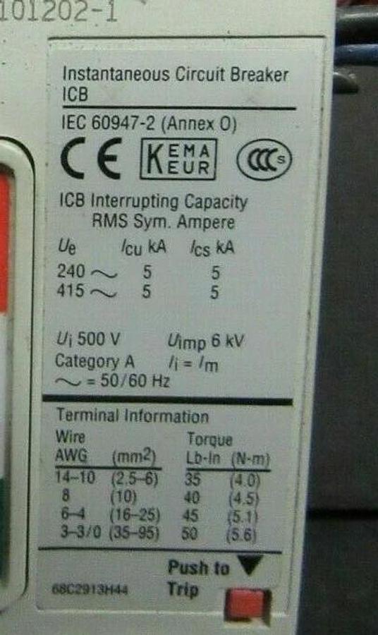 Used 50 AMP ALLEN BRADLEY BREAKER 140M-H8P-C50 SER. B 3 POLE 480 VAC **WARRANTY**