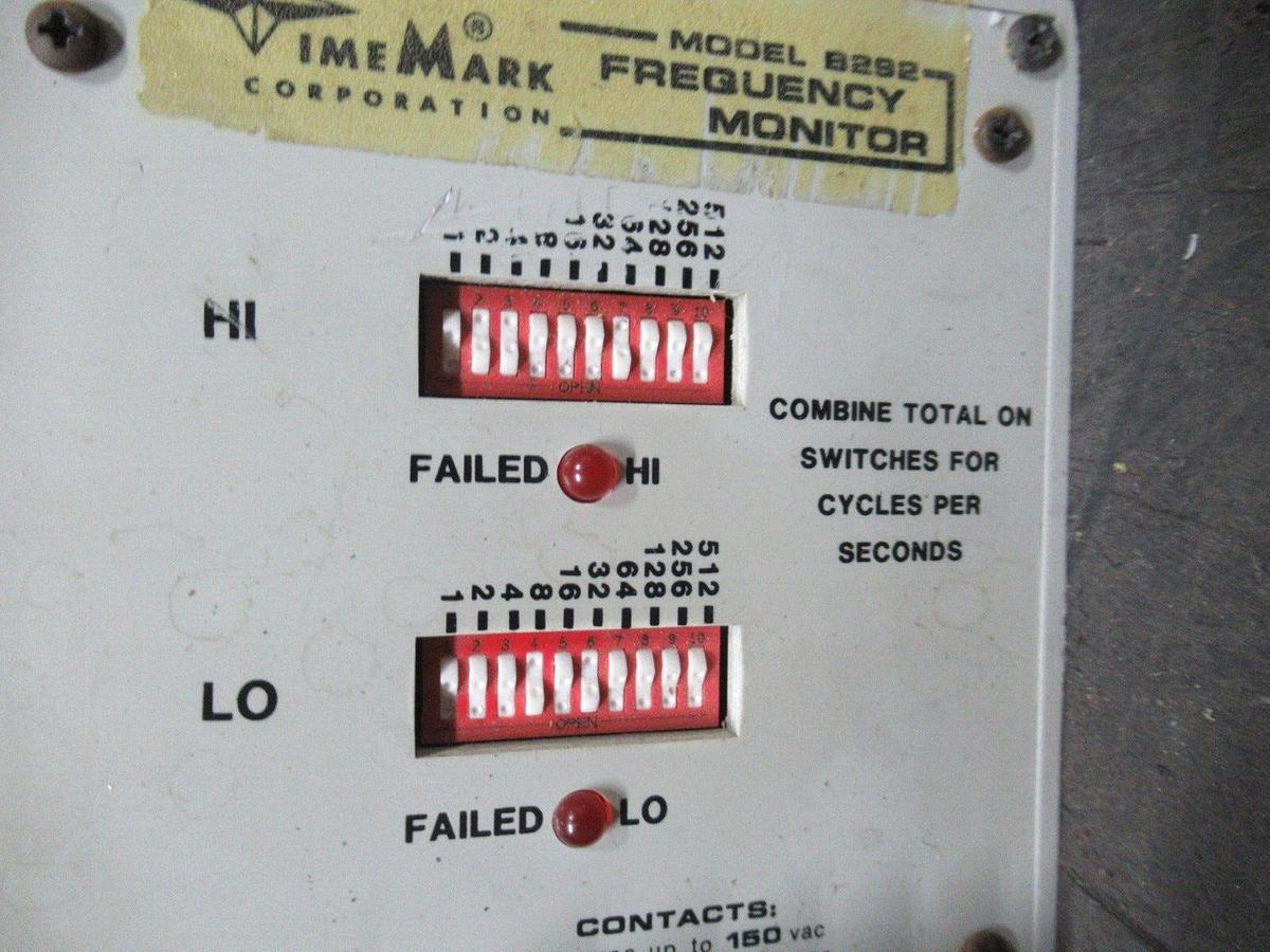 Used TIMEMARK FREQUENCY MONITOR B292 SUPPLY: 120V CONTACT: 150/240 VAC @ 15/10 AMP