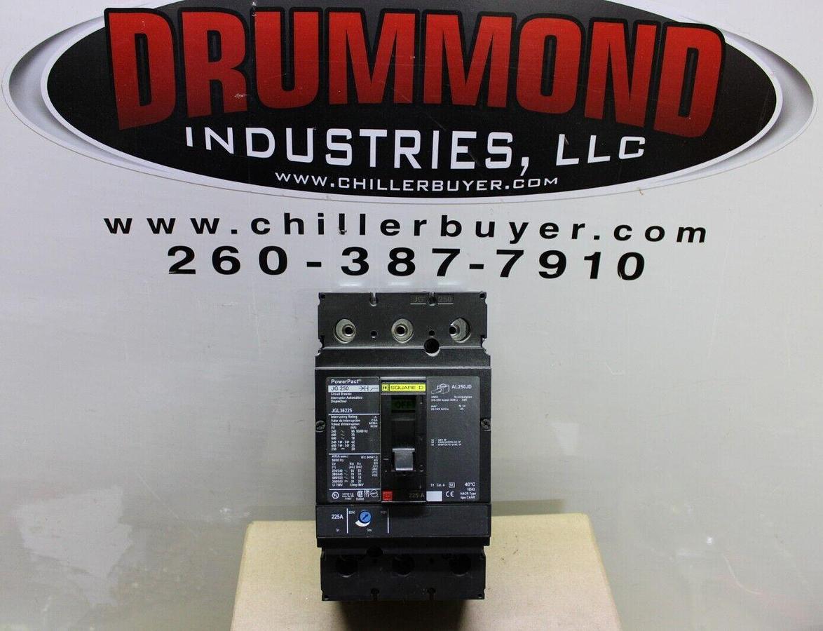 Used SQUARE D POWERPACT BREAKER JGL36225 225 AMP 3-POLE 600 VAC JG-250