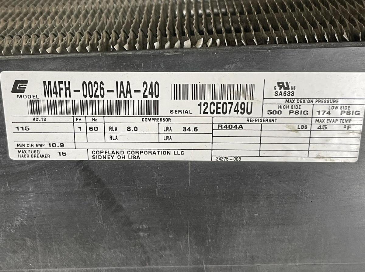 Used TRANE CHILLER PURGE PUMP PRGDA101AE000 M4FH-0026-IAA-240 115 VOLT 12.3 AMP