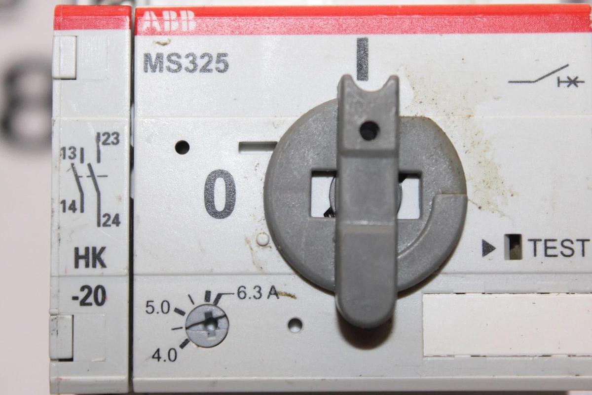 Used ABB MANUAL MOTOR STARTER MS325 GB-14048.2/.4 4-6.3 AMP 5 HP 600 VAC 3-POLE