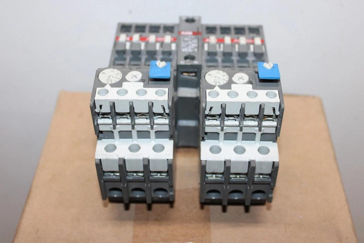 Used ABB DUAL STARTER A9-30-01 21 AMP 600 VAC 7.5 HP COIL: 230V W/ TA25-DU OVERLOAD