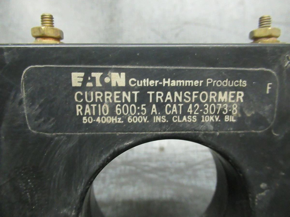 Used EATON CURRENT TRANSFORMER 42-3073-8 RATIO: 600:5A 50-400 HZ **WARRANTY**