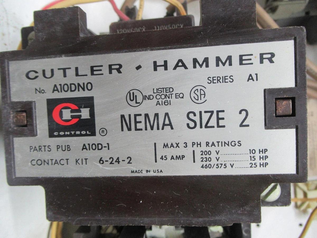 Used CUTLER HAMMER MOTOR CONTROL BUCKET 17" NEMA SIZE 2 STARTER A10DN0 35 AMP FUSES