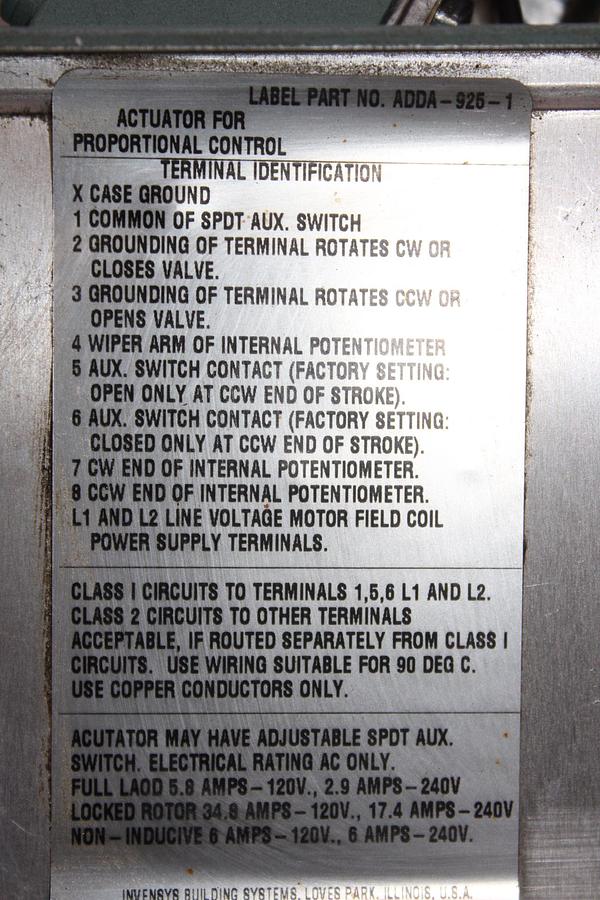 Used INVENSYS ACTUATOR MP-481-129-0-2 0.95 AMP 120 VOLT 50 WATT 50/60 HZ