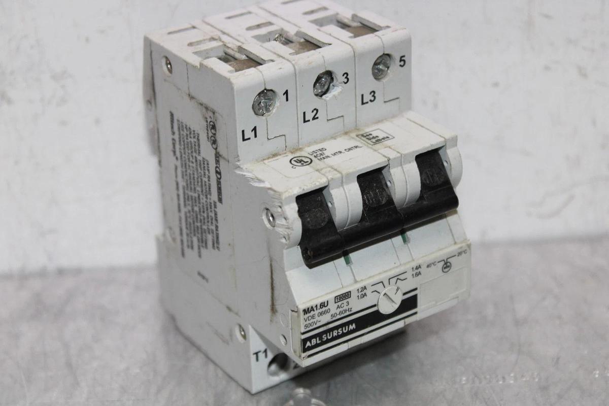Used ABL SURSUM CIRCUIT BREAKER MA1.6U 480/277 VOLT 1.6 AMP VDE-0660 *WARRANTY*
