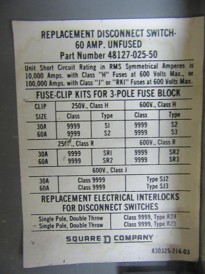 Used SQUARE D TWIN MCC FUSIBLE FEEDER BUCKET 8998-KK-416 SER. B 18" MODEL: 4