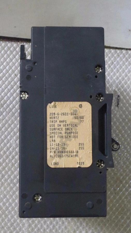 Used AIRPAX 6 POLE BREAKER 240 VAC 67 AMP 77 AMP TRIP 219-3-2600-432 HH83XB432-B