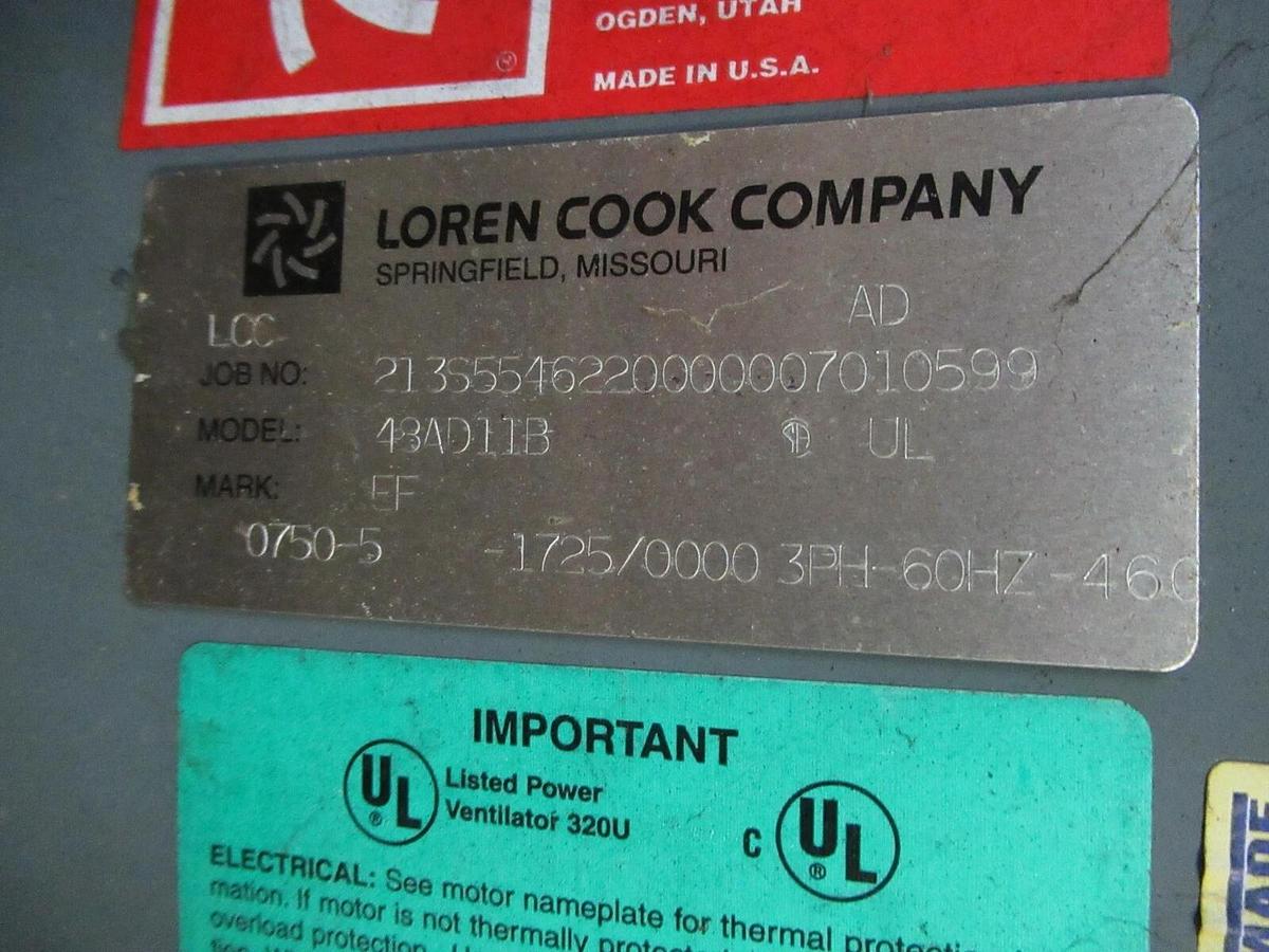 NEW 48" LOREN COOK TUBULAR AXIAL FAN CAST ALUM BLADES 5HP 230 / 460 V 1750 RPM