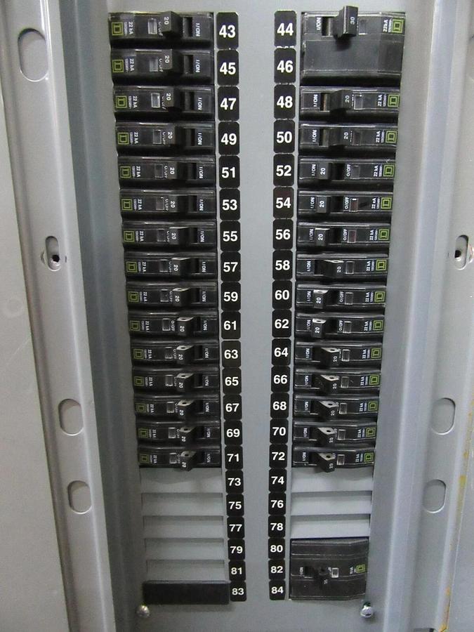 Used 225 AMP SQUARE D NQOD / QOB / QO PANELBOARD MLO PANEL 208Y/120 VAC 3 PH 4 W E2