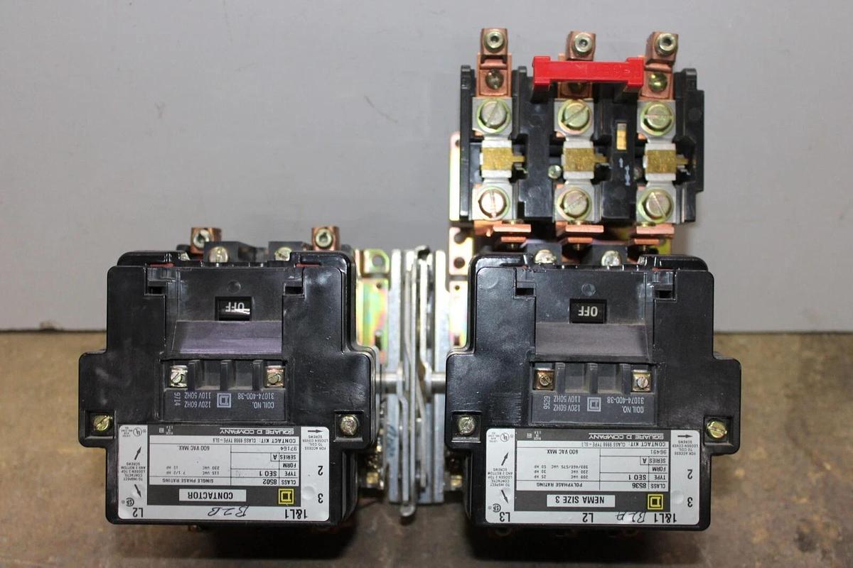 Used SQUARE D REVERSING CONTACTOR 8536SEO1 SIZE 3 90 AMP 600 VAC 8502SEO1 600V