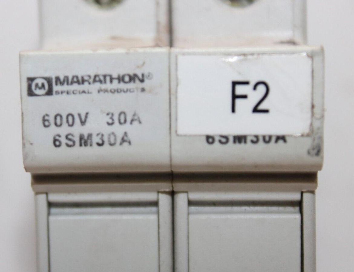 Used MARATHON MIDGET FUSE HOLDER 6SM30A 600 VOLT 30 AMP 2-POLE **WARRANTY**