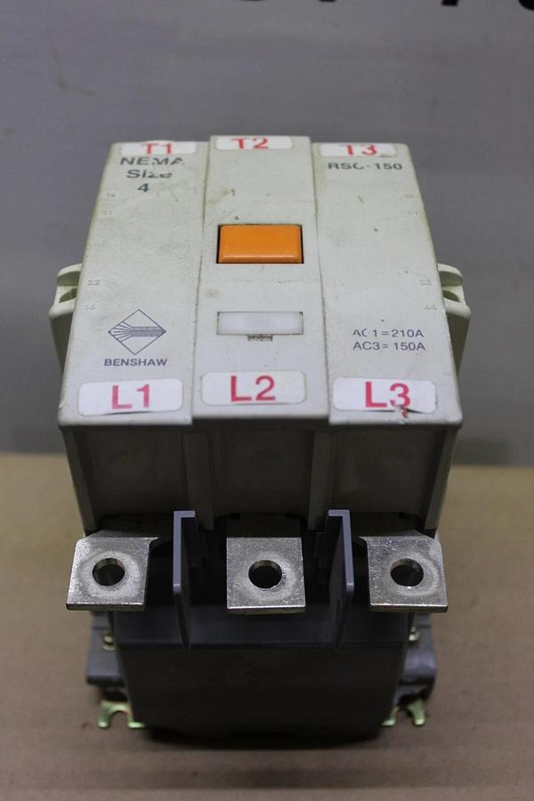 Used BENSHAW CONTACTOR RSC-150 NEMA 4 210 AMP 600 VAC 3-POLE COIL: 100-240 VAC