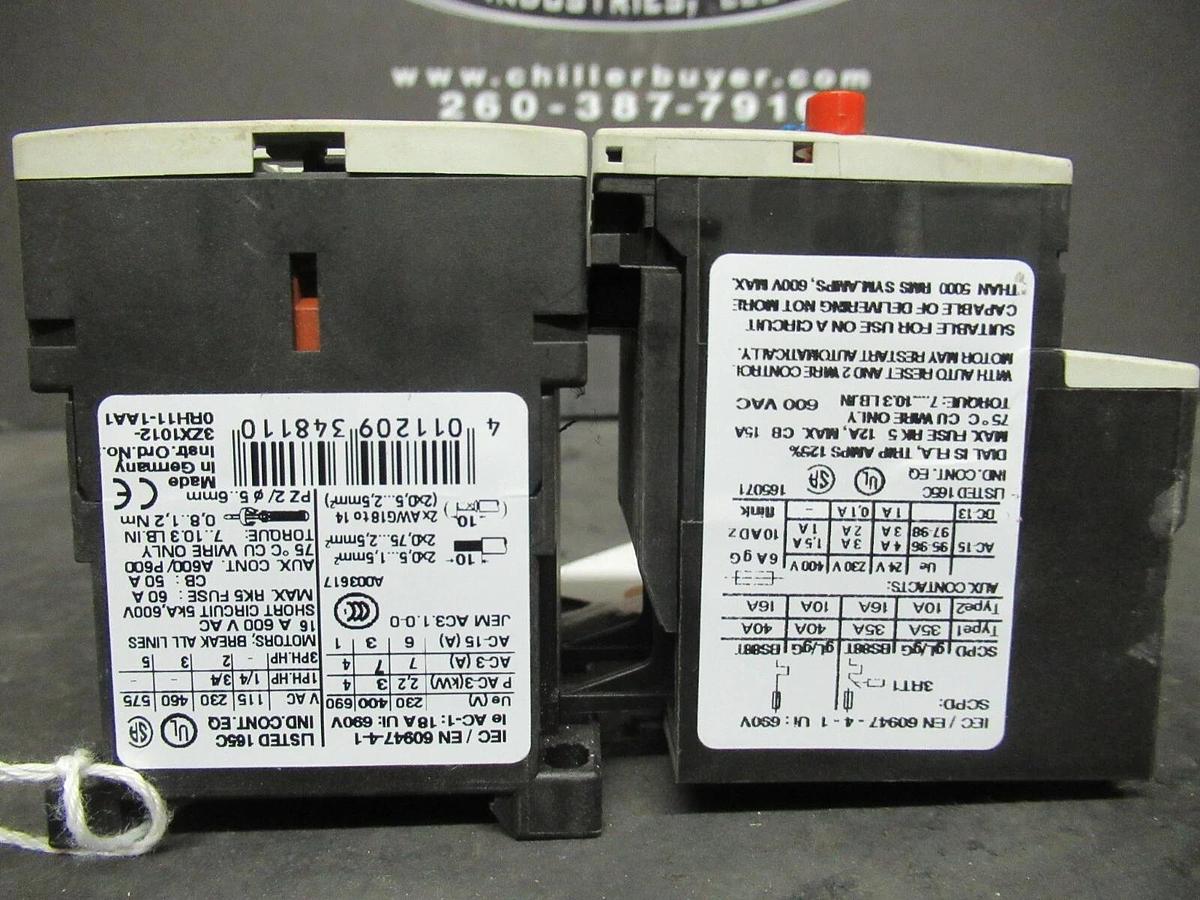 Used SIEMENS STARTER 3RU1116-1DB80 / 3RT1015-1AK81 600 VAC 16 AMP 5 HP