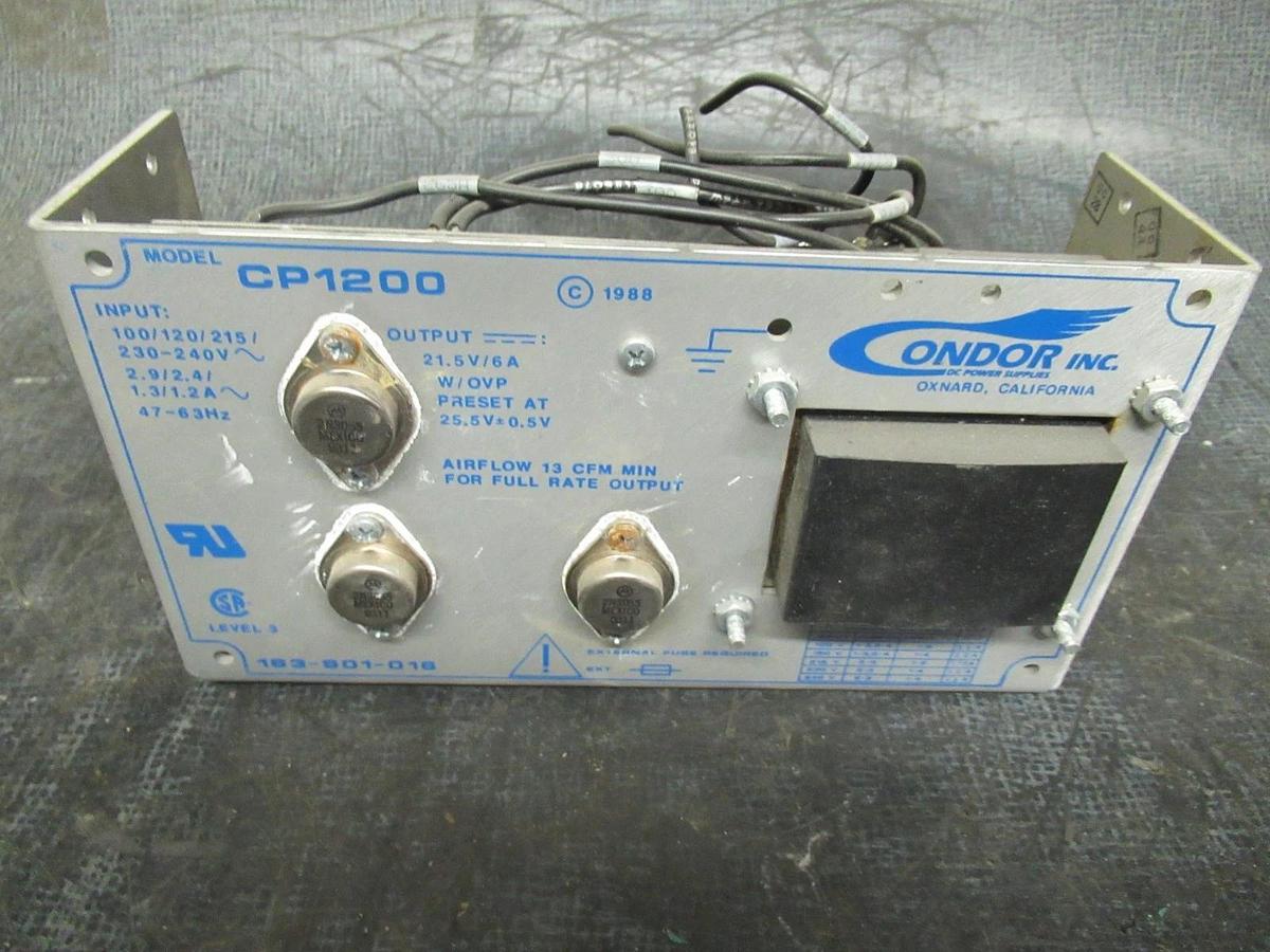 Used CONDOR POWER SUPPLY CP1200 163-901-016 240VAC 1.4A OUTPUT: 21.5VDC 5A