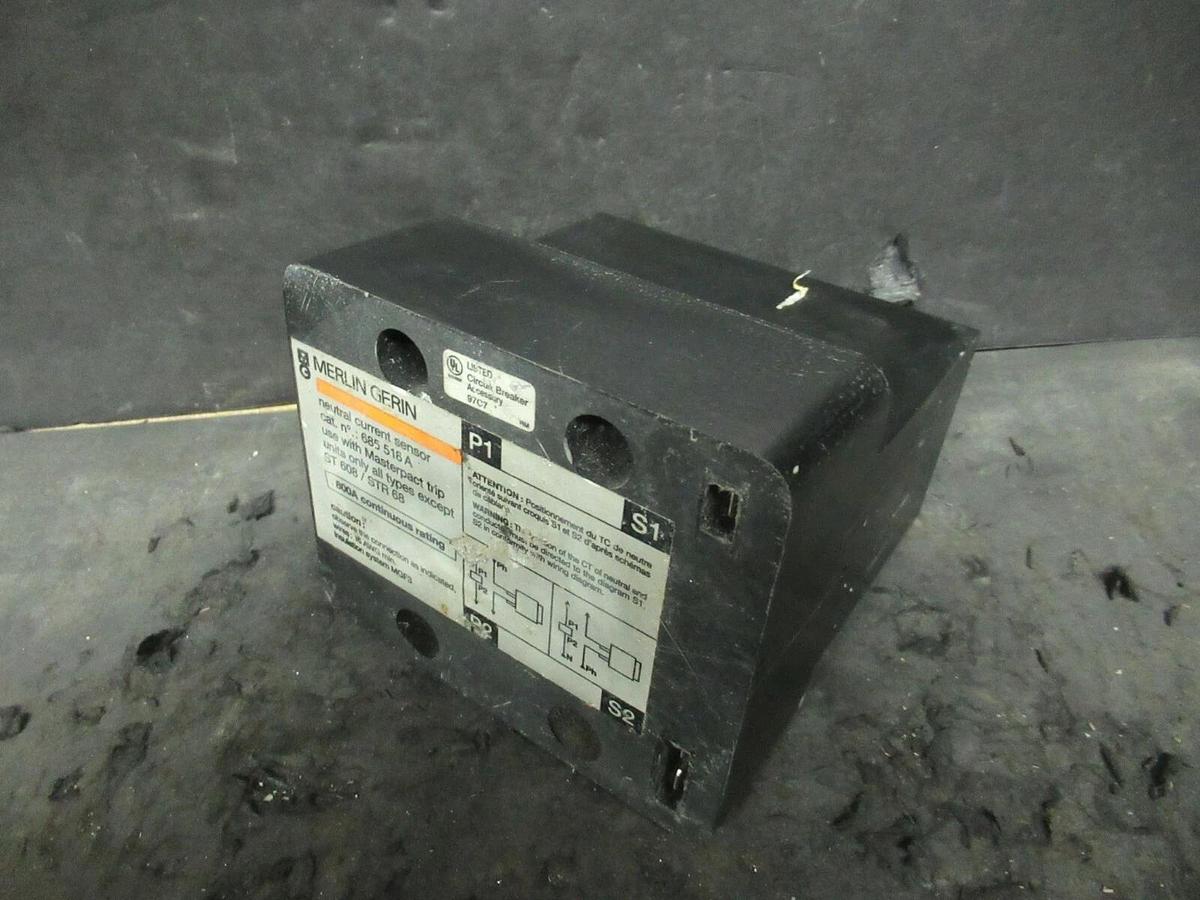 Used MERLIN GERIN NEUTRAL CURRENT SENSOR CT 685-518-A MASTERPACT TRIP 800 AMP 685518A