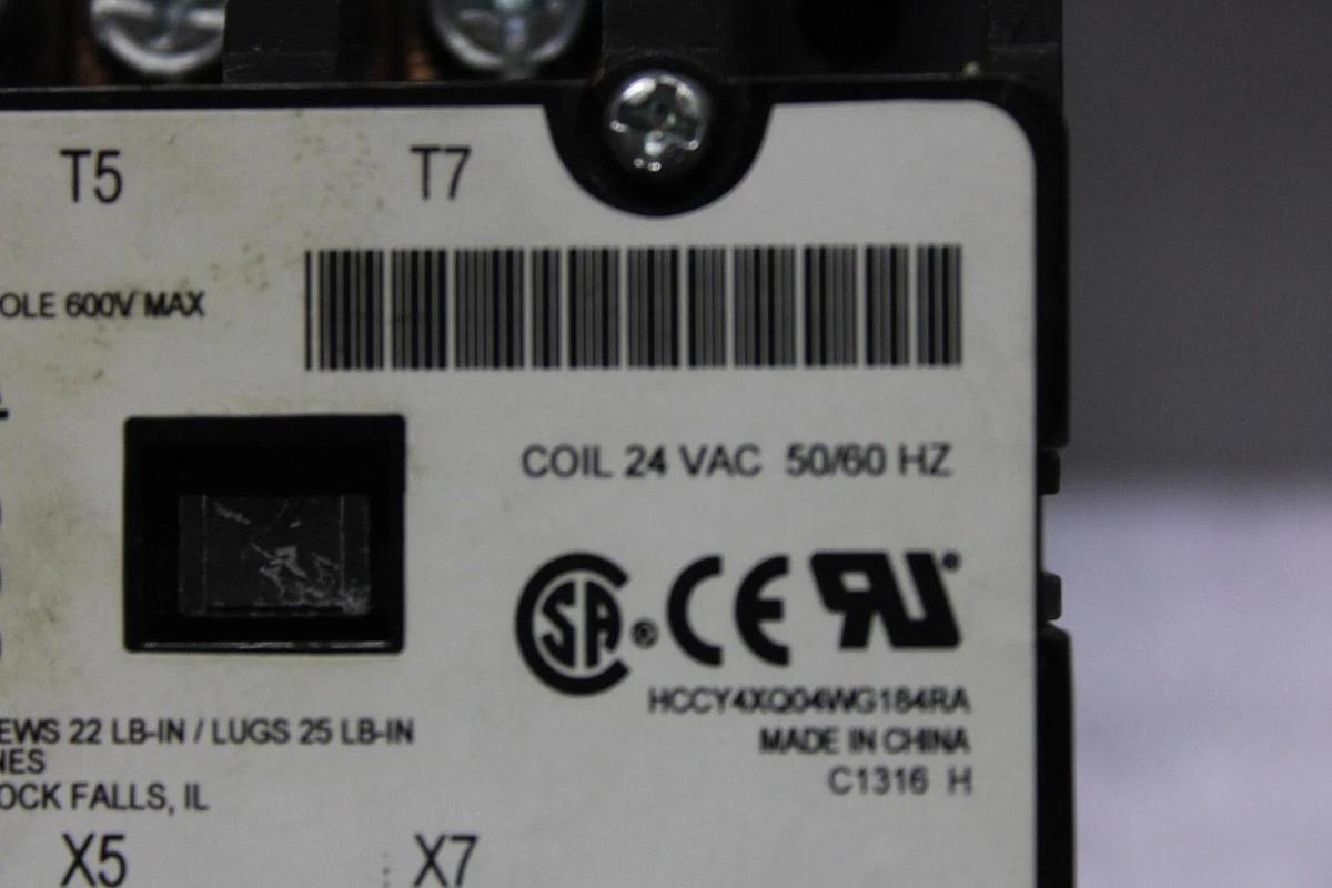 Used HARTLAND CONTACTOR 13P516-04 HCCY4XQ04WG164RA 40 AMP 600 VAC 25 HP COIL: 24VAC