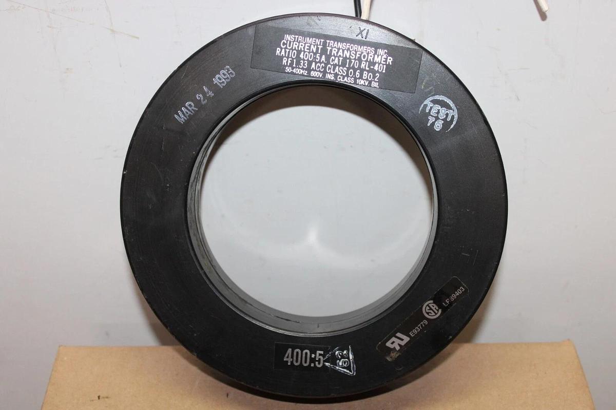 Used INSTRUMENT TRANSFORMERS CURRENT TRANSFORMER 170RL-401 400:5 AMP 600V 50-400HZ