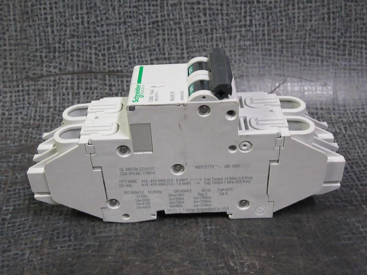 Used MERLIN GERIN CIRCUIT BREAKER MGN61352 MULTI 9 C60 10 AMP 277V 2-POLE WARRANTY