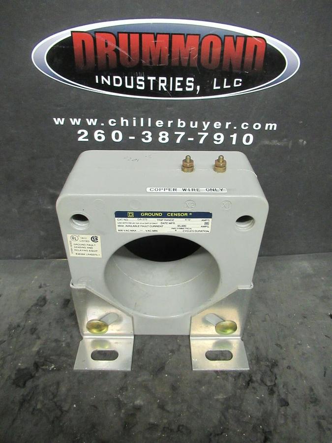 Used SQUARE D GA-375 GROUND SENSOR CENSOR CT 4 - 12 AMPS TRIP  600 VAC 4 CY DURATION