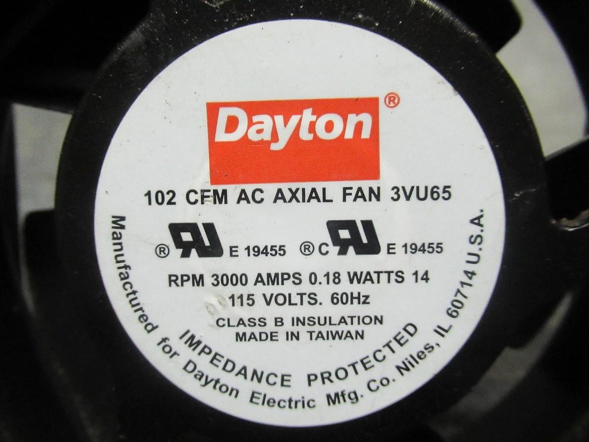 Used DAYTON AXIAL FAN 3VU65 102CFM 3000RPM 0.18A 14W 115V 60HZ **WARRANTY**