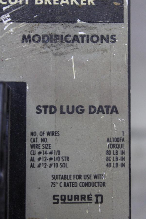 Used SQUARE D I-LINE CIRCUIT BREAKER FA34100 100 AMP 480 VOLT 3-POLE