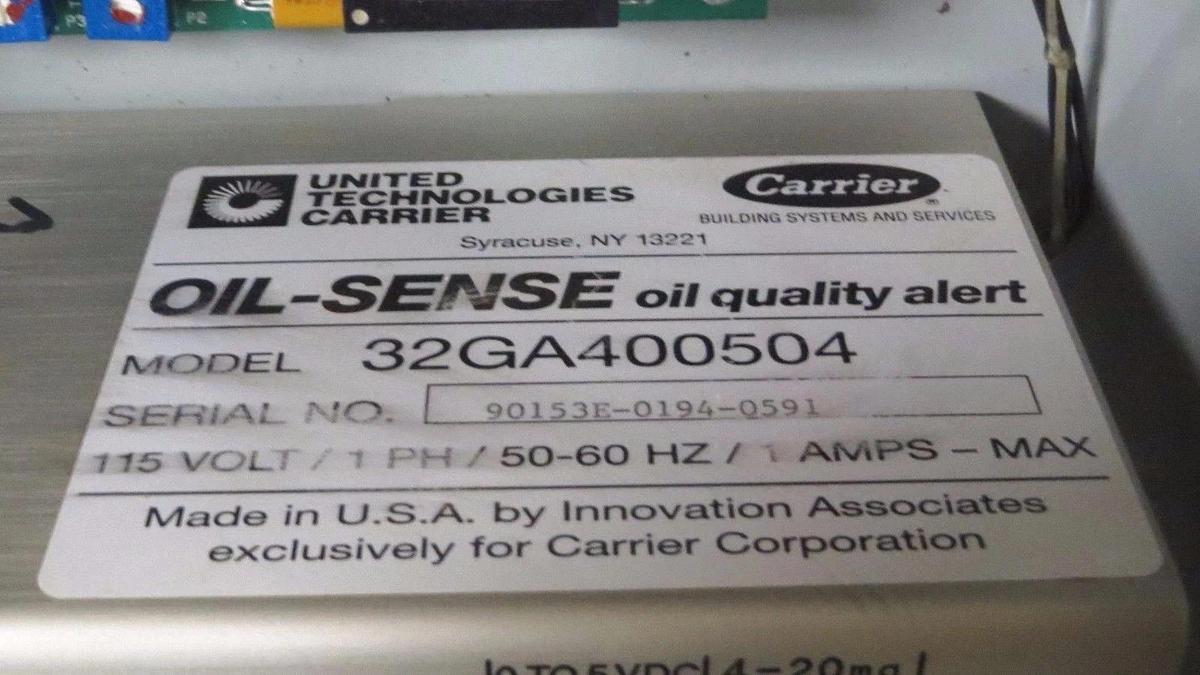 Used CARRIER OIL-SENSE QUALITY SENSOR 115V 1 PHASE MODEL 32GA400504