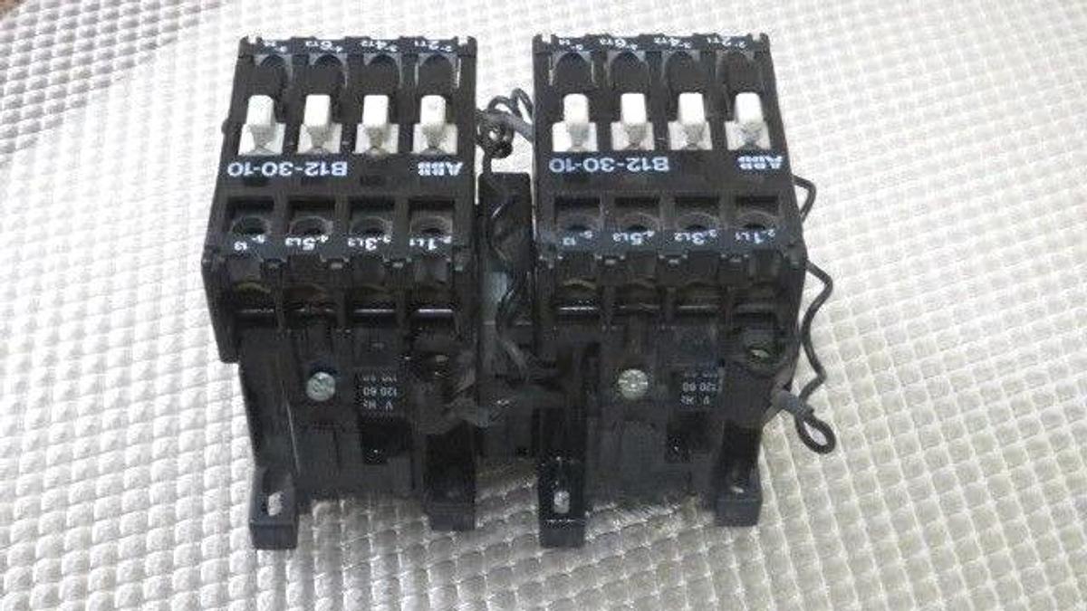 Used ABB B12-30-10 X 2 REVERSING CONTACTORS WITH 120V COILS AND RC NETWORK RV-BC6/250